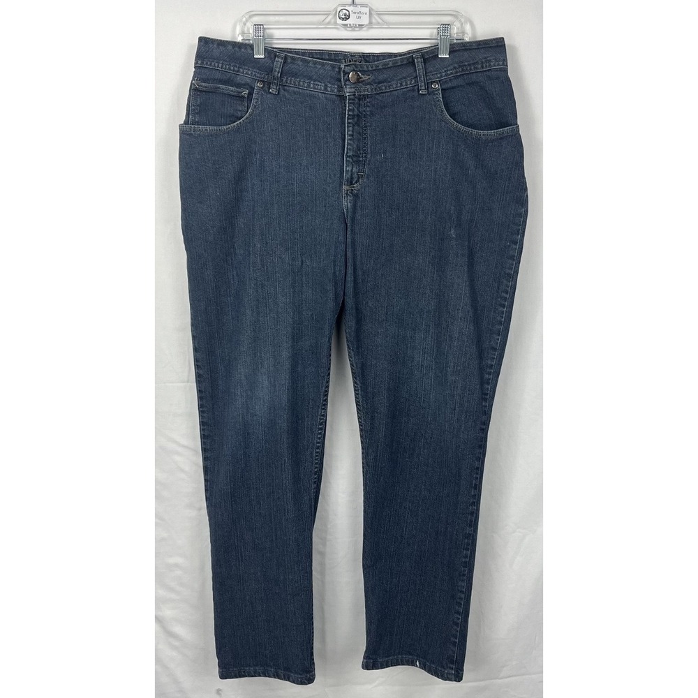 GUC Riders by Lee Women's Mid Rise Straight Leg Blue Denim Jeans Stretch Sz 18W